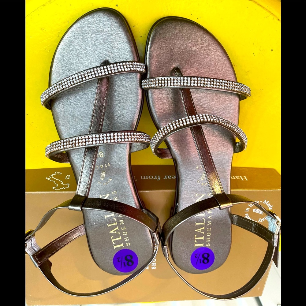 Italian Shoemakers Tahiti Sandals -pearl brass MADE IN ITALY Brand New orig box